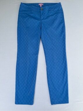 Lilly Pulitzer Kelly Textured Mid Rise Pants Sea Salt Blue Aqua Size 10 Preppy